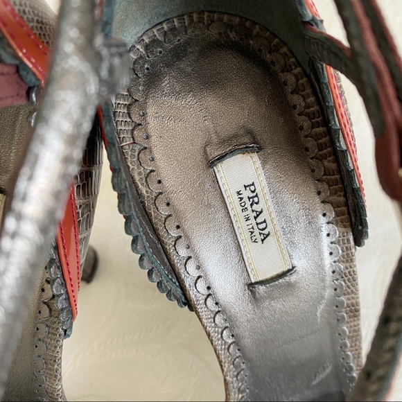 prada lizard scalloped trim cisscross sandals - Picture 9 of 11